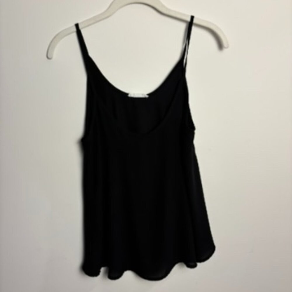 LUSH Tank Top Cropped Pullover Spaghetti Straps Sleeveless Black Medium